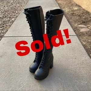 Knee high combat boots- size 7